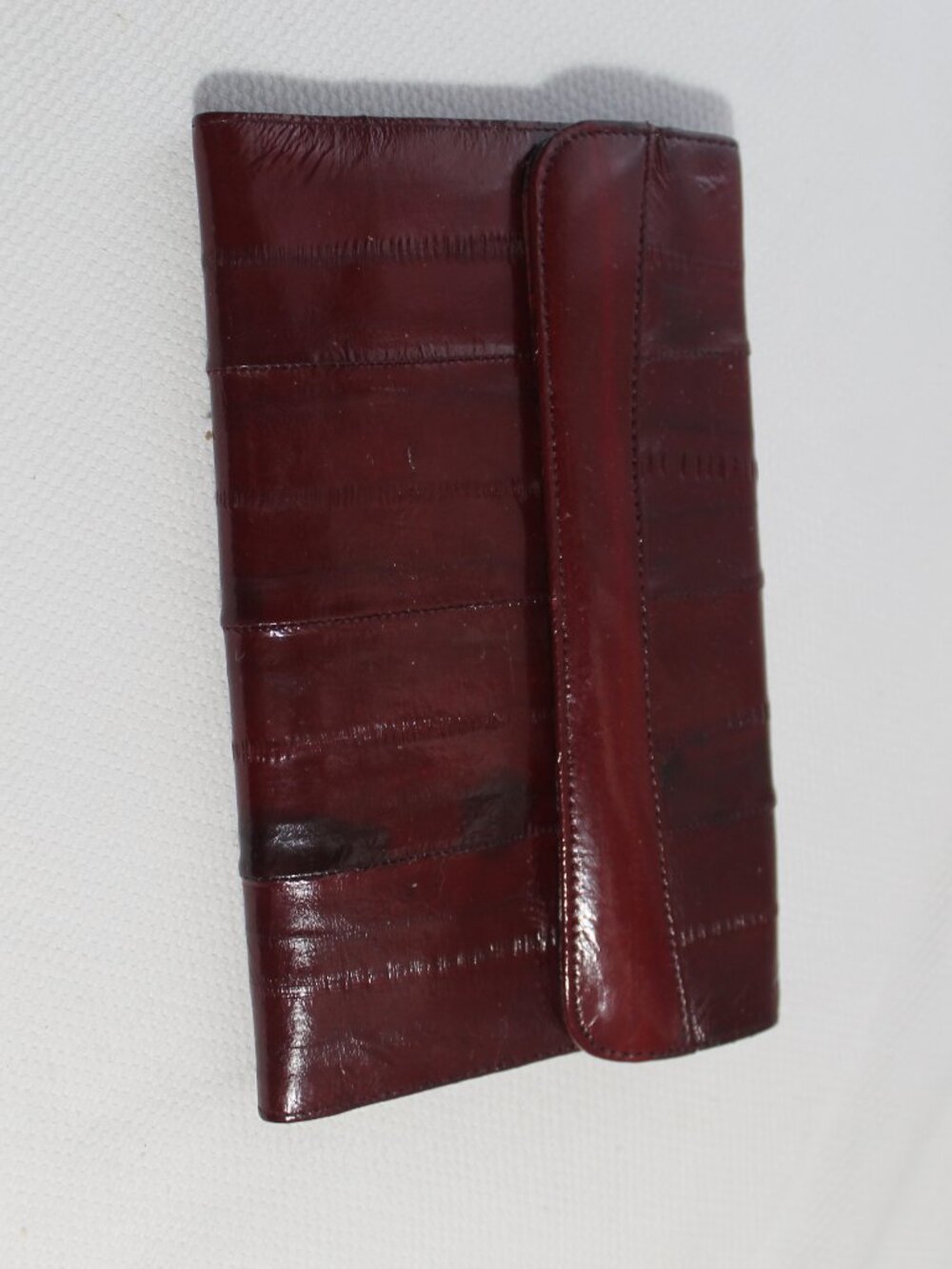 NWOT Vintage 80s Genuine Eelskin Checkbook Wallet Oxblood Burgundy